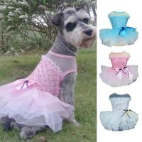 Dog Dresses Breathable Fade-less Puppy Dot Wedding Lace Dress with Bow Tie Sweet Puppy Dog Bling Sequin Princess Skirt for Dog Dresses