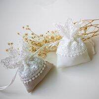 6pcs Lace Jewelry Drawstring Organza Bags White&amp;beige Candy Packaging Bags Wedding Gift Bags Dragees Pouches Craft Packages Gift Wrapping  Bags