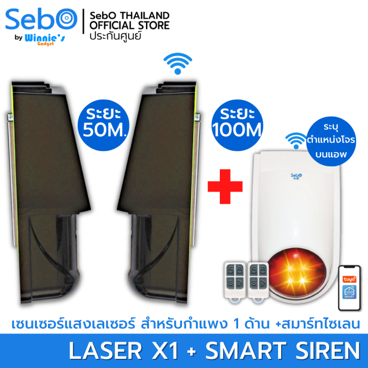 sebo-laser-รั้วเลเซอร์กันขโมย-ระยะ-50ม-แบบแผงโซล่าพร้อมแบตเตอรี่-ส่งสัญญาณไร้สายสู่ไซเลนระยะ-100-เมตร-ติดตั้งเองได้-ไม่ต้องเดินสาย
