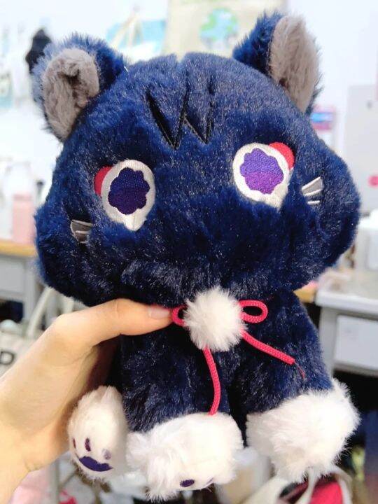 เกม-genshin-ผลกระทบของเล่นตุ๊กตา-scaramouche-แมว-plushie-ตุ๊กตารุ่นเก็บสีม่วงแมวนุ่มยัดไส้สัตว์เด็กของขวัญวันเกิด