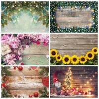 Vinyl Backdrop For Photography Christmas Festivals Wood Plank Party Flower Wreath Star Home Party Decor Poster Photo Backgrounds