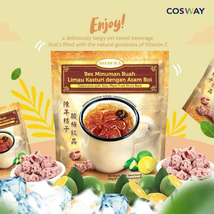 Halal Cosway Mildura Calamansi Sour Plum Juice X10 Sachets 陈年桔子酸梅饮