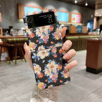 โทรศัพท์มือถือแบบพับเคสสำหรับ Samsung Galaxy Z Flip 3 Z Flip 4หรูหรา INS ฝ้าลายนูนรูปดอกไม้เคสโทรศัพท์เรืองแสงกลางคืน