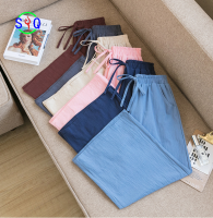 Women High Quality Palazo Pants Casual Long Pants Linen and Cotton High Waist Loose Seluar Wide Leg Trousers