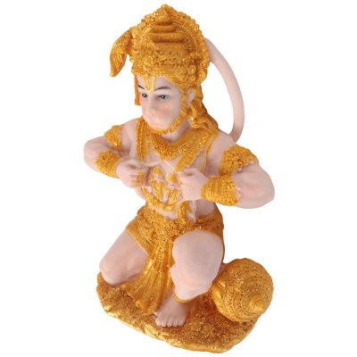 Gold Hanuman Statue Indian Lord Sculpture India Figurine Collection Idol Murti Pooja Sculpture for Decor Ornament
