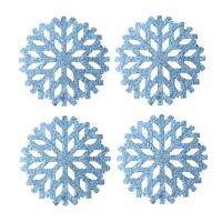 Set of 4 Christmas Snowflake Coasters Non-woven Fabric Wear Resistant Absorbent