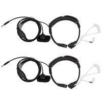 2X 3.5mm Adjustable Throat Mic Microphone Covert Acoustic Tube Earpiece Headset with Finger PTT for iPhone Android