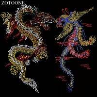 ZOTOONE Clear Super Bright A Rhinestones Hotfix Rhinestone Dragon and Phoenix Applique for Clothes Decoration Strass Crystals E