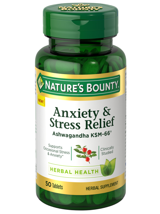 Nature's Bounty Anxiety & Stress Relief 50 tablets (free 1 sachet ...