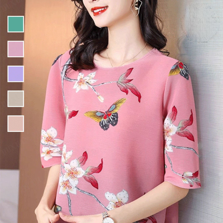 duxuan-เสื้อยืดสตรีสไตล์ใหม่สไตล์เอเชียตะวันออกใต้ในฤดูร้อน-คอกลมลายพิมพ์สวยงาม-สำหรับผู้หญิงที่ชอบเสื้อผ้าสบายๆ