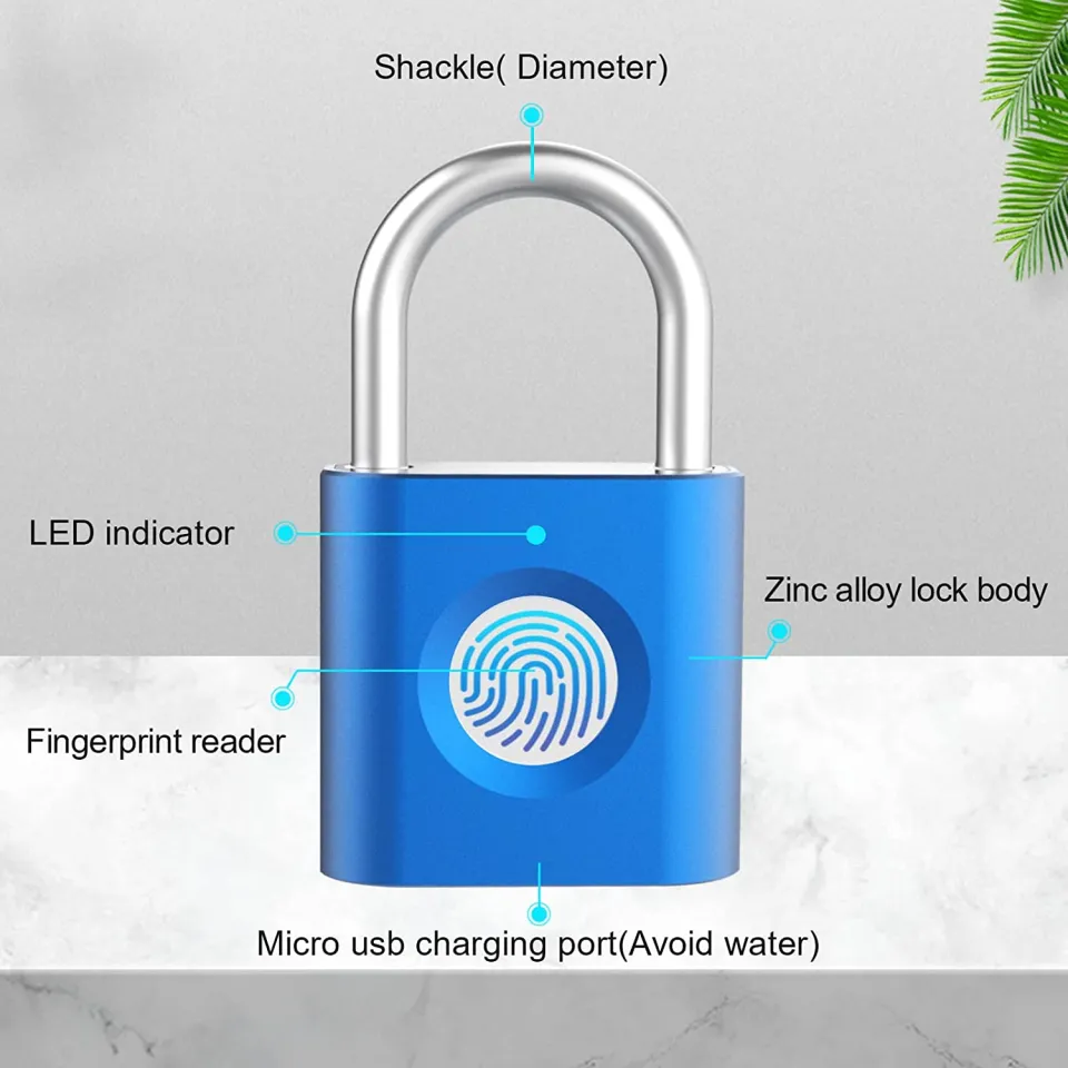 Smart Padlock Gym Lock: 2-Pack Black & Silver - Mini Fingerprint Padlock  eLinkSmart Locker Lock with Colourful Metal Keyless 20 Fingerprints fits