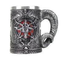 【High-end cups】 Baphomet Pentagram Hornresin Hand Painted Amp;