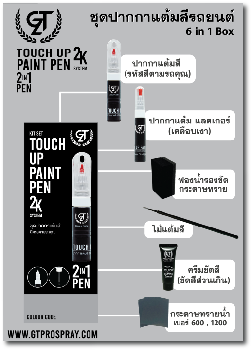 ปากกาแต้มสีรถยนต์-isuzu-gt-pro-แบบชุดพร้อมทำ-touch-up-paint-pen-อิซูซุ