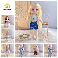 PTOUTS ตุ๊กตา BJD ตา3D แต่งตัวตุ๊กตาข้อต่อที่ถอดออกได้ตุ๊กตาสวมชุดโบราณที่มีสีสันจำลองตุ๊กตาสกรูแบบ Eye Hinge ของขวัญเด็กผู้หญิง