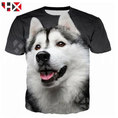 Summer New Fashion 3D Printing Men Women T Shirt Husky Dog T Shirt Short Sleeve Casual T Shirt Animal Streetwear Tops HX731