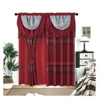 Luxury Promotional Polyester Red Curtains Drapes Jacquard Burdy Vintage Curtain Product For Flat Blackout Window