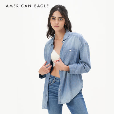 American Eagle Denim Button-Up Shirt เสื้อเชิ้ต ผู้หญิง เดนิม  (EWSB 035-3697-400)
