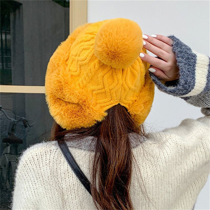 zongpan-หมวกผ้าแคชเมียร์ถักไหมพรมขนใหญ่สำหรับผู้หญิง-หมวกไหมพรมขนแกะอบอุ่นกลางแจ้งฤดูหนาวฤดูใบไม้ร่วง