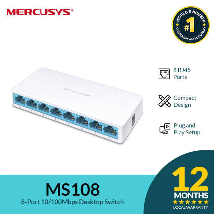 Mercusys MS108 8-Port 10/100Mbps Desktop Switch | Lazada PH