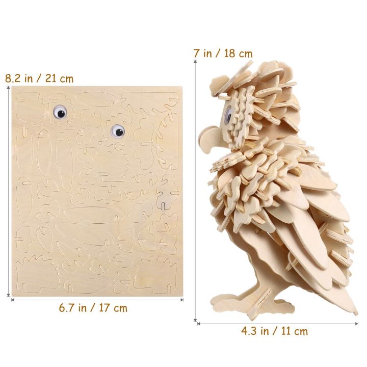 โมเดล3มิติรูปนกฮูกพัซเซิลไม้3-d-3มิติรูปไม้ไผ่เพื่อการศึกษา