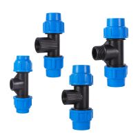 20/25/32mm to 1/2" 3/4" 1"Thread Three Way Water Connector PVC PE Tube Tap Tee Watering Irrigation System Quick Connect Coupling Valves