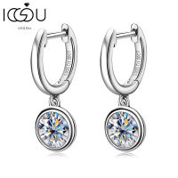 925 Sterling Silver Round Cut 6.5mm Moissanite Earrings Fashion Simple Hoop Drop Earrings For Women Engagement Jewelry Gift