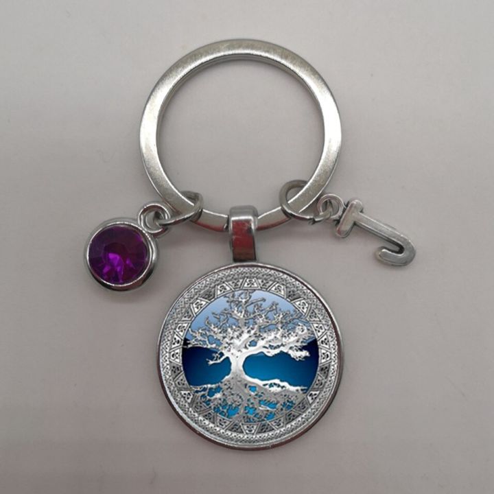 tree-of-life-blue-key-ring-key-chain-with-birthstone-initial-diy-birthstone-glass-keychain-key-chains