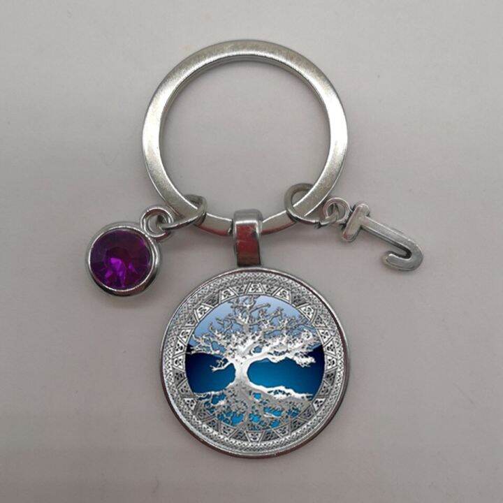 tree-of-life-blue-key-ring-key-chain-with-birthstone-initial-diy-birthstone-glass-keychain-key-chains