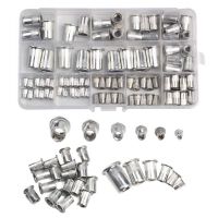 93Pcs M3/M4/M5/M6/M8/M10 Aluminum Alloy Rivet Nut Rivnut Flat Head Threaded Rivet Insert Nutsert Cap Rivet Nut Mix Set