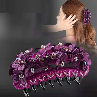 Korean version of crystal hair grab fabric adult grab clip flower disc hair clip exquisite hair accessories