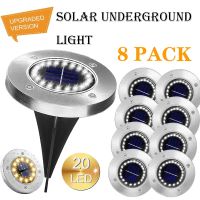 【LZ】✉  Luz de disco solar luz subterrânea lâmpada enterrada ao ar livre luz do convés holofotes para terraço decoração do jardim 8 LED 16 LED 20LED