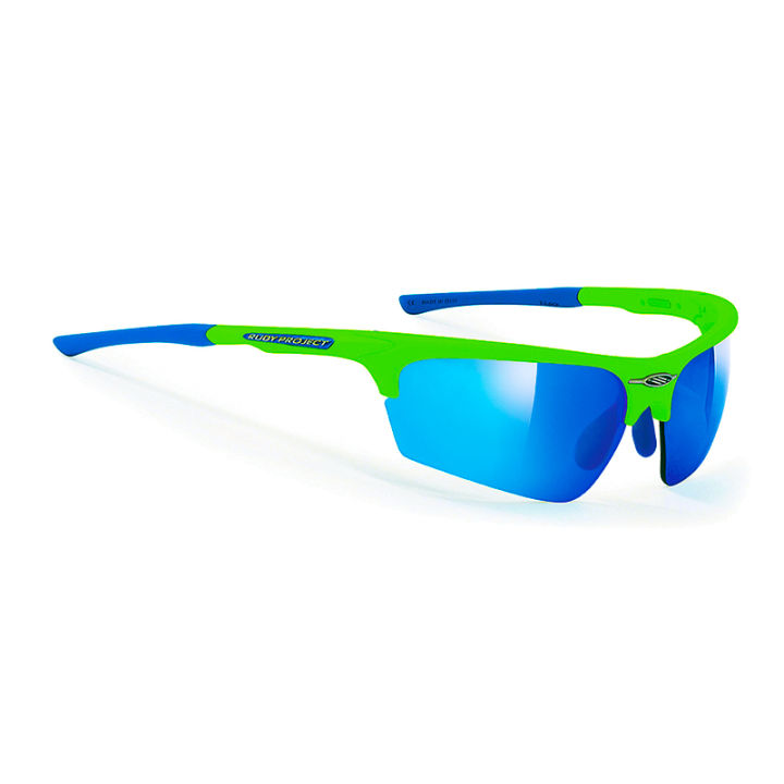 แว่นกันแดด-rudy-project-noyz-green-fluo-multilaser-blue-แว่นกันแดดทรงสปอร์ต-แว่นกีฬา-ติดคลิปสายตาได้-แว่นจักรยาน