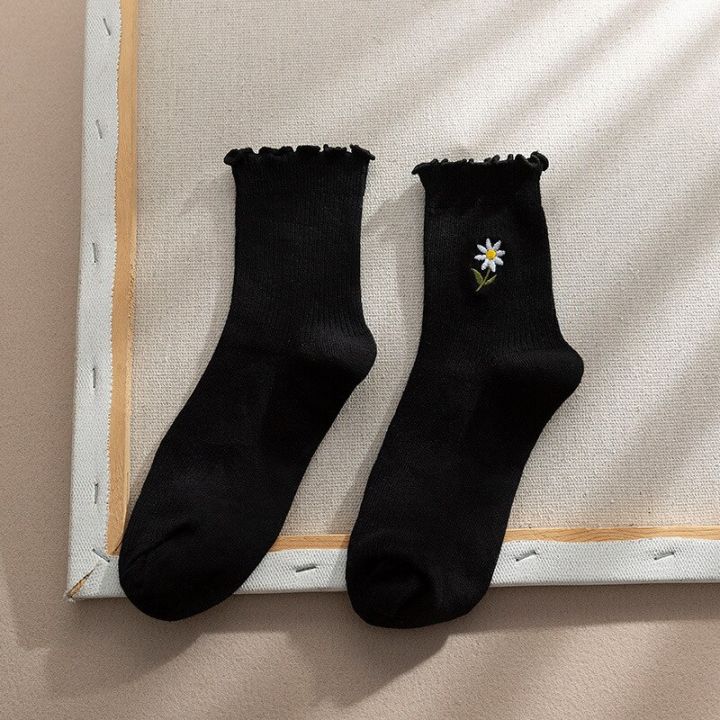 women-socks-frilly-cartoon-floral-solid-kawaii-comfortable-quality-fashion-fungus-medium-tube-female-socks