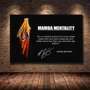 Kobe Bryant Inspirational Quotes Poster, Black Mamba Mentality Wall Art Decor, K