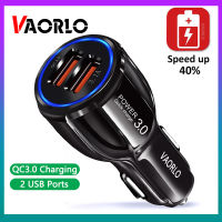 VAORLO 3.0ที่ชาร์จแบตในรถอะแดปเตอร์ USB คู่จอแสดงผลแอลอีดีชาร์จเร็วใช้ได้กับ iPhone สำหรับ Huawei Xiaomi