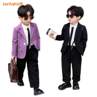 lontakids 2ชิ้น (แจ็คเก็ต + กางเกง)/1ชิ้นแจ็คเก็ตเด็กสีดำม่วงชุดวันเกิดงานเลี้ยงสมรส JAS Blazer Formal ชุดทักซิโด้เด็กชุดเสื้อผ้าแบบสุภาพบุรุษสำหรับ2 -12ปี