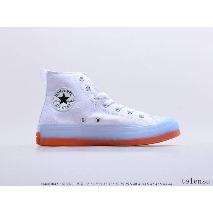 Ready stock*converse Converse Chuck All Star CX orange white crystal  transparent jelly bottom wild high-top fashion shoes 【with box】 XQYR |  