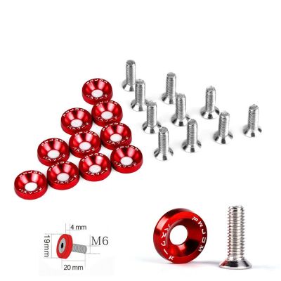 ；‘【】- Universally 10Pcs Car Modified Hex Fasteners Fender Washer Bumper Engine Concave Screws Aluminum Fender Washers And M6 Bolt