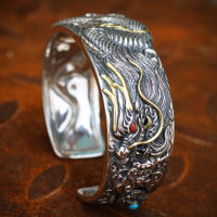 New Original Design Dragon Silver Bracelet Male Vintage Crude Hand-carved Domineering Personality Trend Amulet Accessory