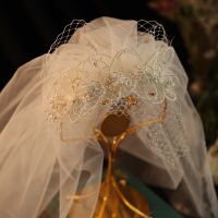 New Bride Wedding Crown Headwear Korean Lace Beaded Headdress Style White Yarn Wedding Hair Accessories Hair Accessories