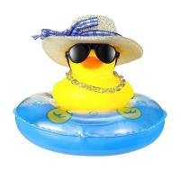 Mini Rubber Ducks SUV Dashboard Yellow Rubber Duck Ducks Squeak Toy With Mini Sun Hat Swim Ring Necklace Sunglasses Bedroom Decor For Kid Room Child Room well made