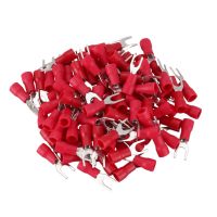 ✉◆ 100 Pcs 4mm Fork AWG 22-16 Pre Insulated Terminal Cable Lug