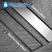 304 Stainless Steel Invisible Floor Drain Rectangle Anti-odor Bath Shower Tray Long Drainage Linear Floor Drains Cover Brushed Showerheads