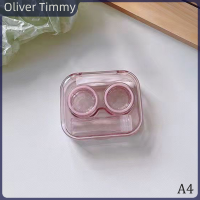 [Oliver Timmy] กล่องคอนแทคเลนส์เครื่องสำอางปลายสูงโปร่งใสมองเห็นได้สไตล์เย็นแบบพกพากล่องใส่เลนส์พร้อมแหนบ