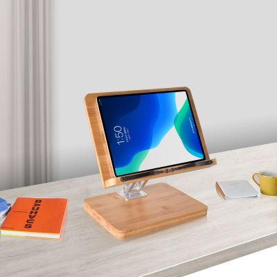 8.2-11" Laptop Holder Riser Portable Computer Tablet Stand Adjustable Bamboo Hard Natrual Desktop Holder Mount for Macbook Ipad Laptop Stands