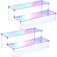 Rainbow Acrylic Display Riser Shelf Iridescent Cupcake Display Stand Dessert Jewel Tabletop Collectibles Perfume Organizer Decor