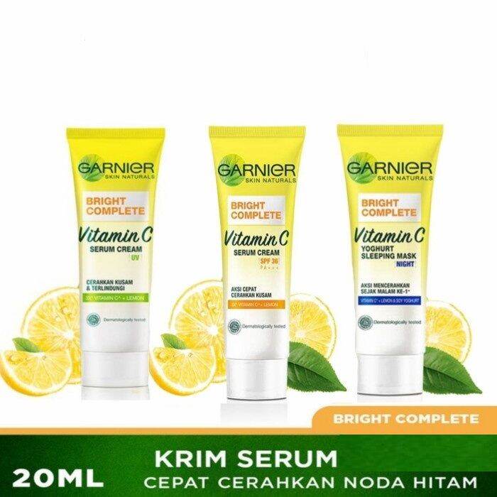 Garnier Bright Complete Vitamin C Serum Cream Sleeping Mask 3 Jenis