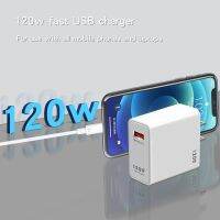 120W เครื่องชาร์จศัพท์มือถือ QC5.0 Fast Charging แบบพกพา USB หัวชาร์จ US EU UK Plug ปลอดภัยอัจฉริยะสำหรับ Xiaomi Phone