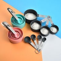 4Pcs/Set Silicone Measuring Cups Spoons Set with Stainless Steel Handle Kitchen Baking Tools