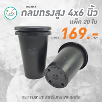 กระถางกลมทรงสูง 4x 6 นิ้ว แพ็ค 20 ใบ สีดำ กระถางพลาสติก กระถางปลูกต้นไม้ กระถางปลูกแคคตัส กระถางราคาถูก กระถางปลูกตอกราฟแคคตัส